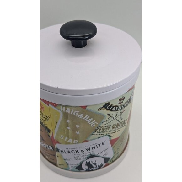 Vintage Metal Ice Bucket With Numerous Whisky Label Exterior Design - Picture 13 of 16